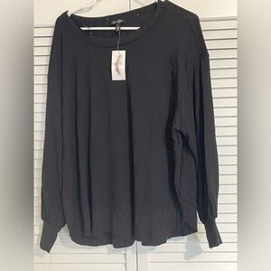 Black Oversized Long Sleeve Blouse